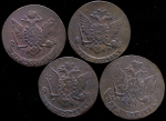 Набор из 4-х мед  монет 5 копеек 1763
