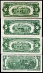 Набор из 4-х банкнот 2 доллара (США)