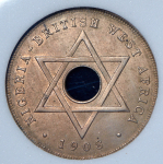 1 пенни 1908 (Британская Западная Африка) (в слабе)