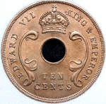 10 центов 1907 (Британская Восточная Африка) (в слабе)