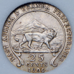 25 центов 1906 (Британская Восточная Африка) (в слабе)
