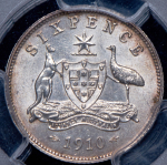 6 пенсов 1910 (Австралия) (в слабе)