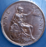 Набор из 2-х монет 1 пенни 1902 (Великобритания) (в слабах)