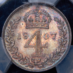 Набор монет Монди (Maundy set) 1907 (Великобритания) (в слабах)