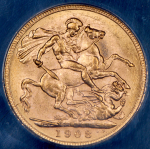 Соверен 1908 (Австралия) (в слабе) M