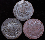 Набор из 6-ти медных монет 5 копеек (Екатерина II) ЕМ