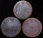 Набор из 6-ти медных монет 5 копеек (Екатерина II) ЕМ