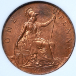 1 пенни 1908 (Великобритания) (в слабе)