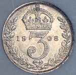 3 пенса 1908 (Великобритания) (в слабе)