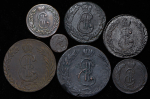 Набор из 7-ми медных монет "Сибирские"