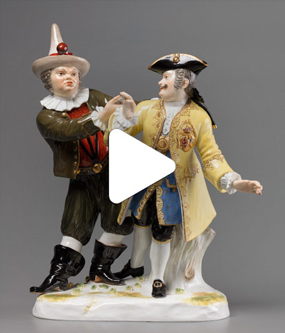 Видео Скульптура «Дрезденские придворные шуты Йозеф Фрелих и Готфрид Шмидель с мышкой»