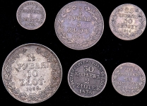 Набор из 6-ти сер  русско-польских монет