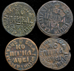 Набор из 4-х медных монет Копейка (Петр I) БК
