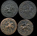 Набор из 4-х медных монет Копейка (Петр I) БК