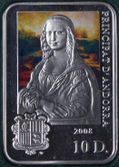 10 долларов 2008 "Шедевры искусства - Мона Лиза" (Андорра)