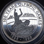 Медаль "100 лет олимпийским играм  Прыжки в длинну"
